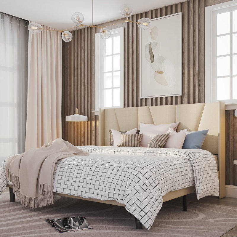 Mercury Row® Heid Upholstered Platform Bed with Wingback Headboard